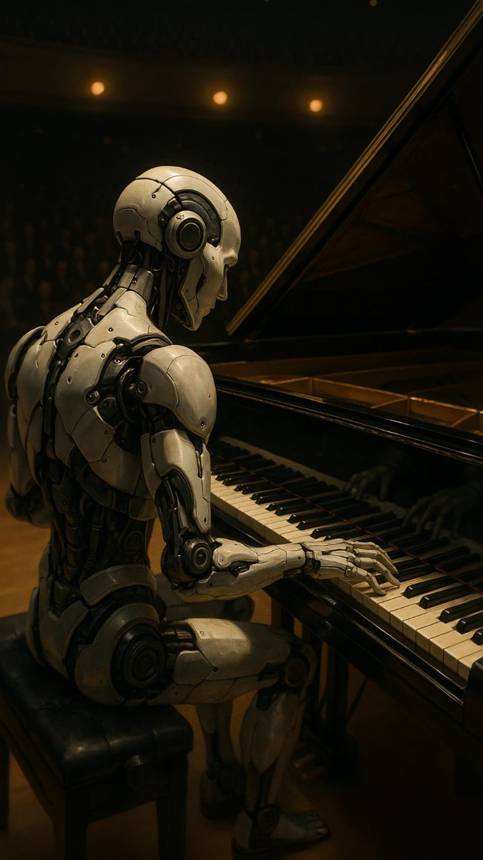 Cyborg playing the piano