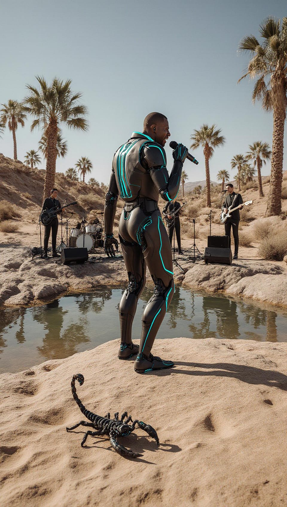 Band singing in the desert